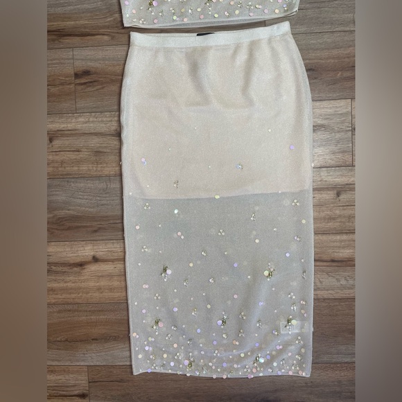J.Crew Collection top and skirt set sheer knit sequin and crystal embellishments - Picture 6 of 15